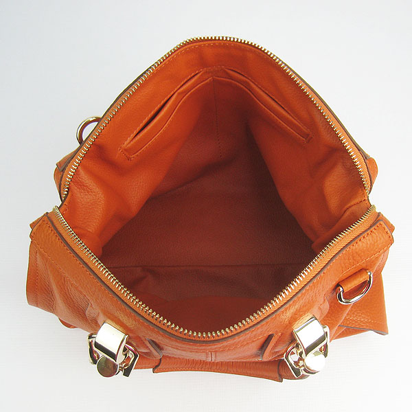 Replica Hermes New Arrival Double-duty leather handbag Orange 60669 - Click Image to Close